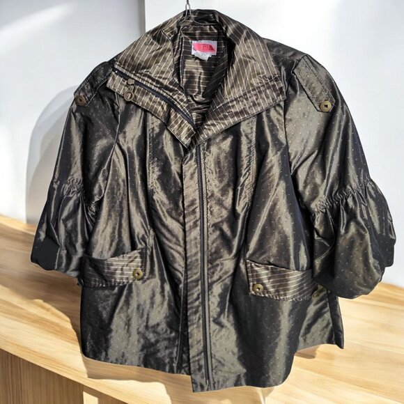 IC Collection Zip Front Black and White Stripe Jacket main image 1